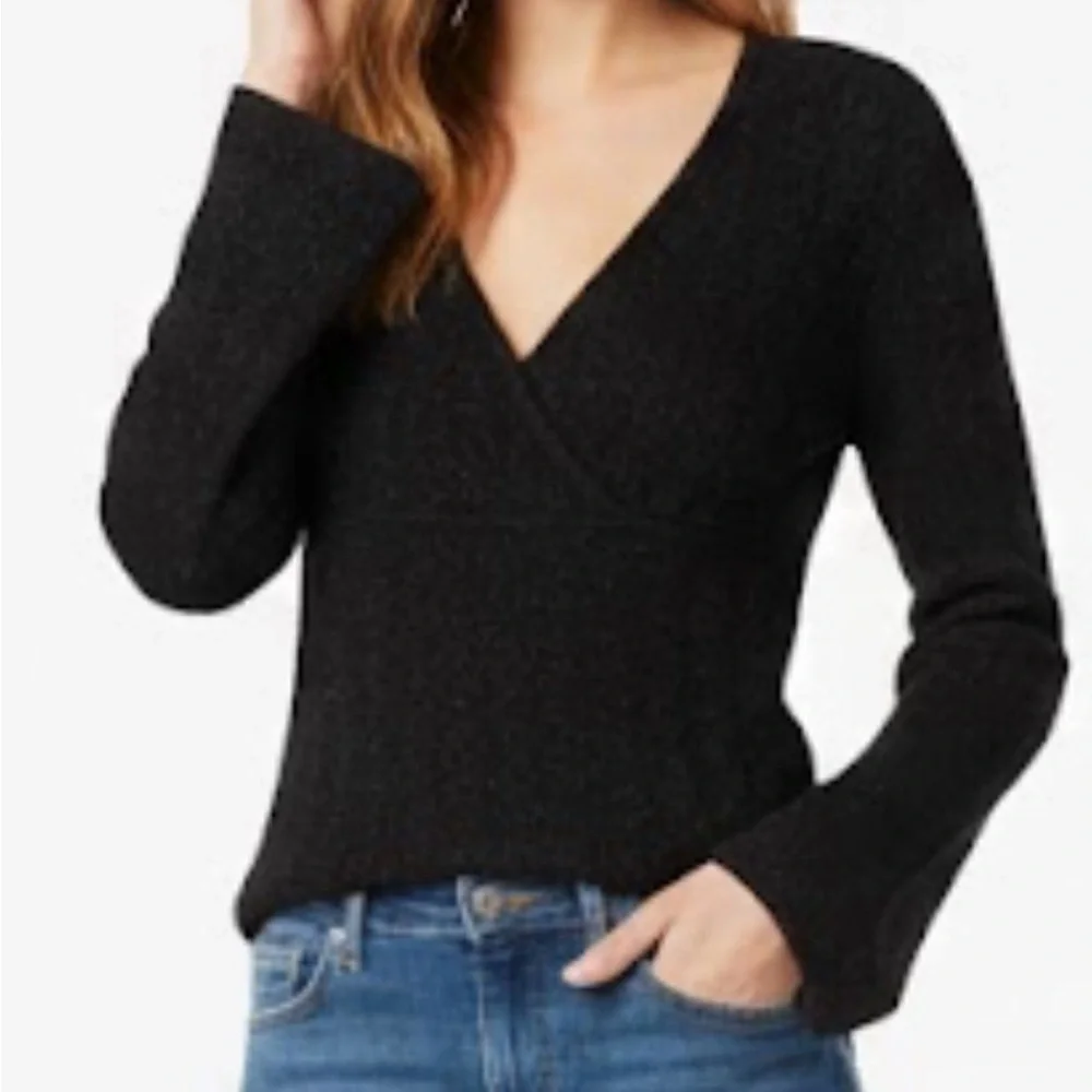 Michael Kors Black Textured V-Neck Top